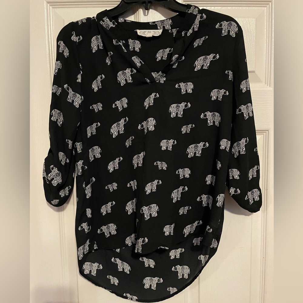 Pink Rose Black and White Sleeve Blouse Size XS